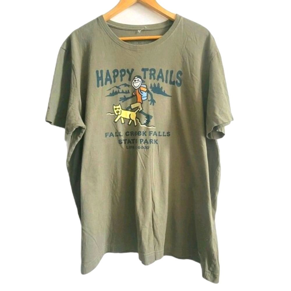 Life is Good Mens HAPPY TRAILS Crusher Lite Tee Olive Green Size XL